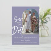 Mauve Foto De datum opslaan Uitnodiging (Staand voorkant)