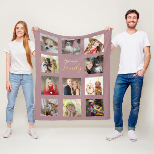 Mauve fotodeken collage Instagram Fleece Deken
