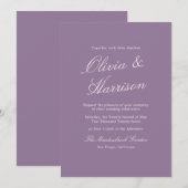 Mauve Garden Calligraphy Wedding Invitation Kaart (Voorkant / Achterkant)