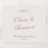 Mauve Garden Calligraphy Wedding Sparkling Wijnetiket (Enkel label)