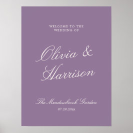 Mauve Garden Calligraphy Wedding Welcome Poster