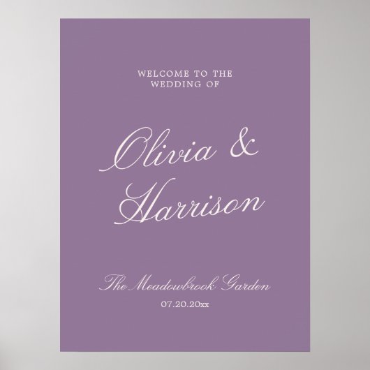 Mauve Garden Calligraphy Wedding Welcome Poster (Voorkant)