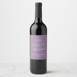 Mauve Garden Calligraphy Wedding Wine Label Wijn Etiket