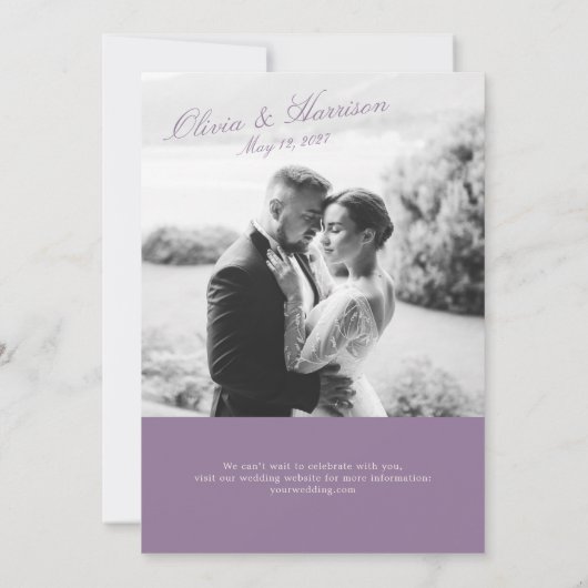 Mauve Garden Photo Wedding Invitation Kaart (Achterkant)