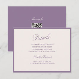 Mauve Garden Wedding QR Details Card Informatiekaartje