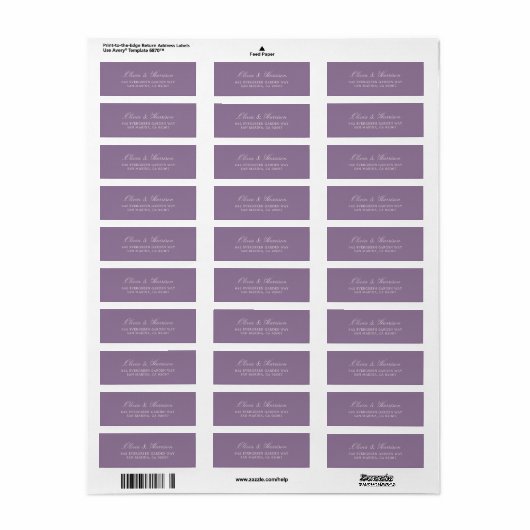 Mauve Garden Wedding Return Address Label (Full Sheet)