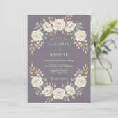 Mauve Gebronsde Vintage Bruiloft Kaart (Staand voorkant)