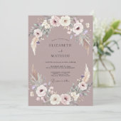 Mauve Gedempte Boheemse Bruiloft Kaart (Staand voorkant)
