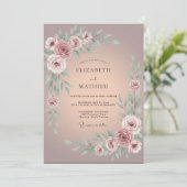 Mauve Gedempte Botanische Bruiloft Kaart (Staand voorkant)