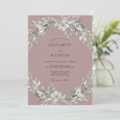 Mauve Gedempte Botanische Romantische Bruiloft Kaart (Staand voorkant)