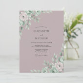 Mauve Gedempte Eucalyptus Bruiloft Kaart (Staand voorkant)