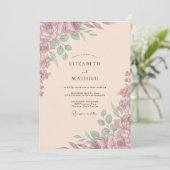Mauve Gedempte Romantische Bruiloft Kaart (Staand voorkant)