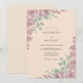 Mauve Gedempte Romantische Bruiloft Kaart (Voorkant / Achterkant)