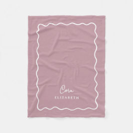 Mauve Gegolfde Rand Monogram Initialen Fleece Deken