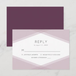 Mauve gelaagd geometrisch & donker Paarse RSVP Kaartje