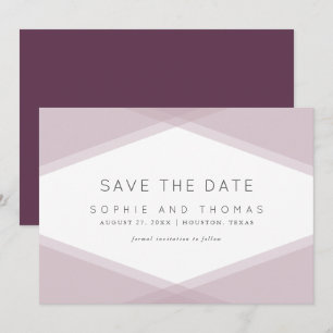 Mauve Gelaagd Geometrisch Donker Paarse Save the D Kaart
