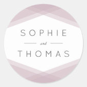 Mauve gelaagde geometrische bruiloft ronde sticker (Voorkant)