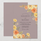 Mauve Gele Ranunculus Eucalyptus Bruiloft Kaart (Voorkant / Achterkant)