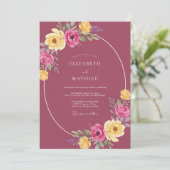 Mauve Gele Trouwbloem Bruiloft Kaart (Staand voorkant)