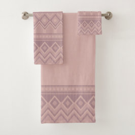 Mauve Geo Towel Bad Handdoek
