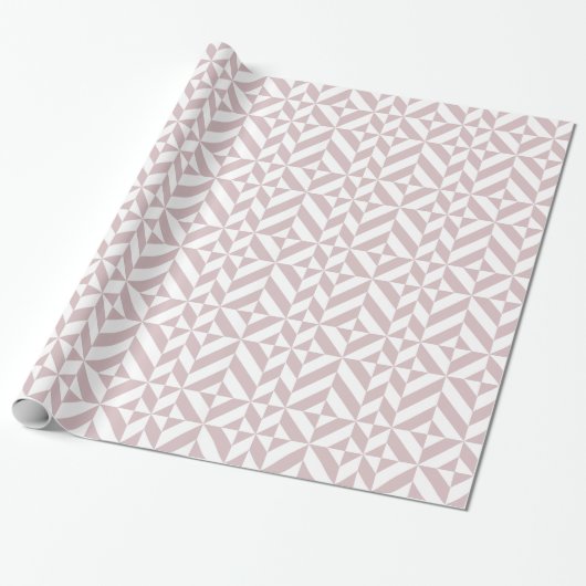 Mauve Geometric Deco Cube Patroon Cadeaupapier (Uitgerold)