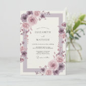 Mauve Gepolijste Romantische Bruiloft Kaart (Staand voorkant)