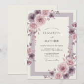 Mauve Gepolijste Romantische Bruiloft Kaart (Voorkant / Achterkant)