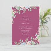 Mauve Geschilderde Ranunculus Bruiloft Kaart (Staand voorkant)