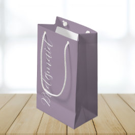 Mauve gestileerde script bruidsmeisje bij de bruil klein cadeauzakje
