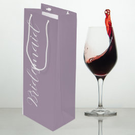 Mauve gestileerde script bruidsmeisje wijn cadeautas