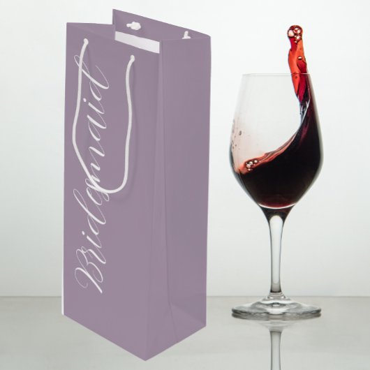 Mauve gestileerde script bruidsmeisje wijn cadeautas