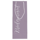 Mauve gestileerde script bruidsmeisje wijn cadeautas (Achterkant)