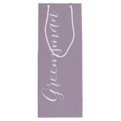 Mauve gestileerde script bruiloft bruidsjonker wijn cadeautas (Achterkant)