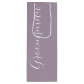 Mauve gestileerde script bruiloft bruidsjonker wijn cadeautas (Voorkant)