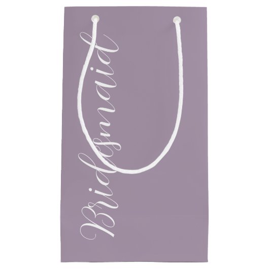 Mauve gestileerde script bruiloft bruidsmeisje klein cadeauzakje (Voorkant)