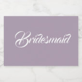 Mauve gestileerde script bruiloft bruidsmeisje sparkling wijnetiket (Enkel label)