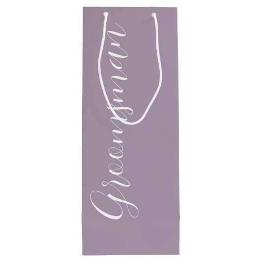 Mauve gestileerde script bruiloft Groomsman Wijn Cadeautas (Achterkant)