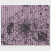 Mauve gestreepte antieke kaart cadeaupapier (Vlak)