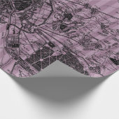 Mauve gestreepte antieke kaart cadeaupapier (Hoek)