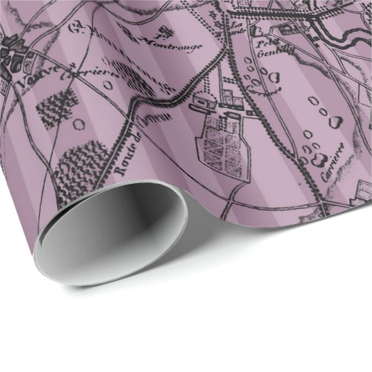 Mauve gestreepte antieke kaart cadeaupapier (Rol Hoek)
