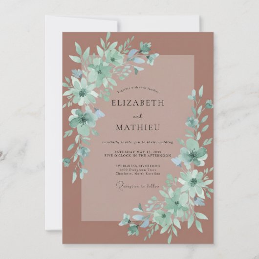 Mauve Getemperde Boho Bruiloft Kaart (Voorkant)