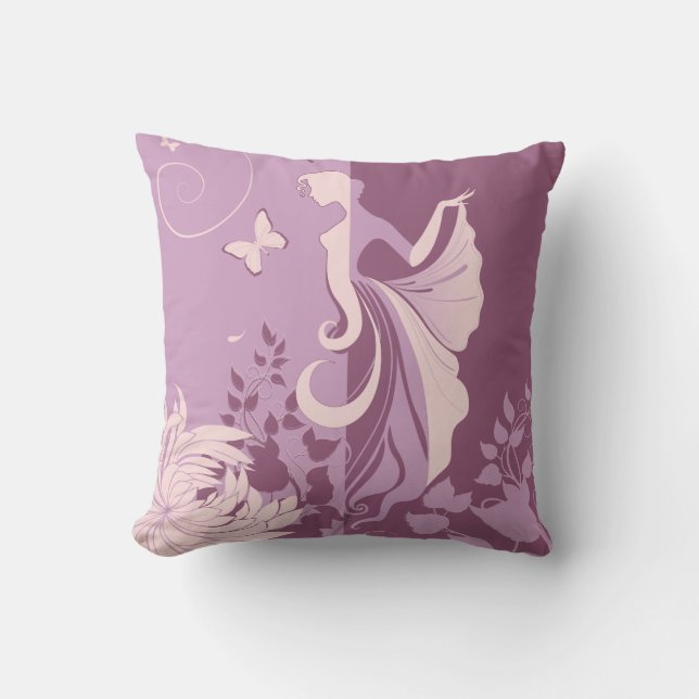 Mauve Girl en haar Amerikaanse vlinderkussen MoJo Kussen (Voorkant)