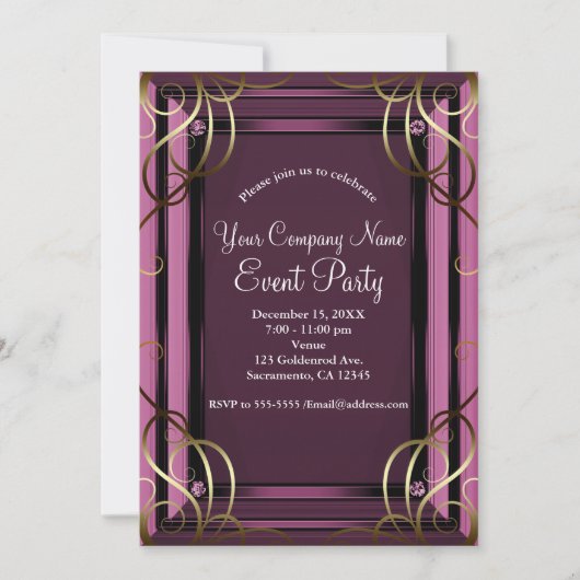 Mauve Gold Elegant Bedrijf Corporate Holiday Party Kaart (Voorkant)