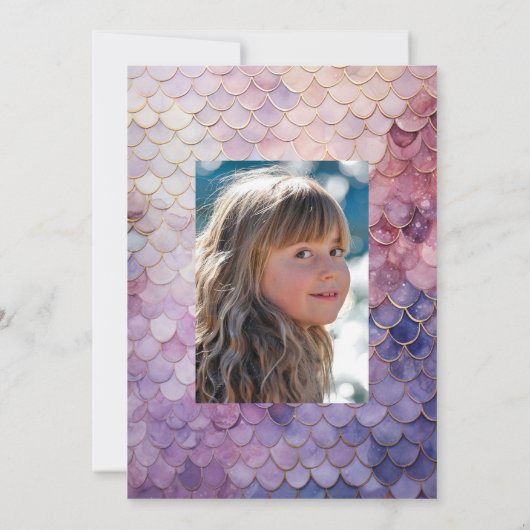 Mauve & Gold Onder het Zee Zeemeermin Verjaardagsf Kaart (Achterkant)