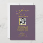 Mauve Gold QR-code in één legant bruiloft Kaart (Achterkant)