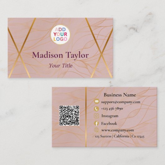 Mauve Gold QR-code sjabloon voor visitekaartjes (Voorkant / Achterkant)