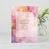 Mauve & Gold Waterverf Wash Volwassen Verjaardagsf Kaart (Staand voorkant)