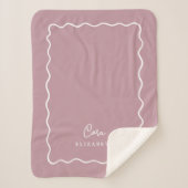 Mauve Golfachtige Rand Monogram Sherpa Deken (Voorkant)
