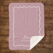 Mauve Golfachtige Rand Monogram Sherpa Deken