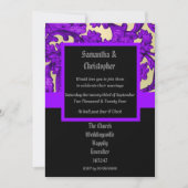 Mauve Gothic damask wedding photo invitation Kaart (Voorkant)